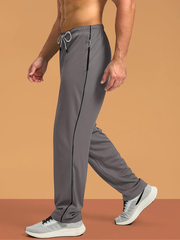 Pinkmint Mens Spandex Track Pant ll Stylish Regulr Fit Track with Side Zip Pocket ll Gym Wear ll Yoga ll Sports (Pack of 1) Gre