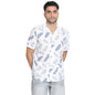 Turtle Men 100% Rayon White Printed Slim Fit Casual Shirt