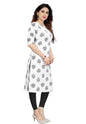 Patlani WomenS A-Line-Calf Langth Half Sleeve Crepe Kurti. White