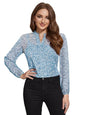 Toochki Sky Blue Georgette Floral Digital Printed Straight Western Shirt top for Women Latest Trendy Women Shirts Tops