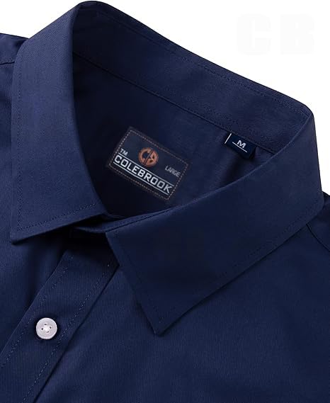 CB-COLEBROOK Mens Cotton Casual Classic Design Button Up Shirt with Chest Pocket, Male Clothes for Spring and Fall Business Occ