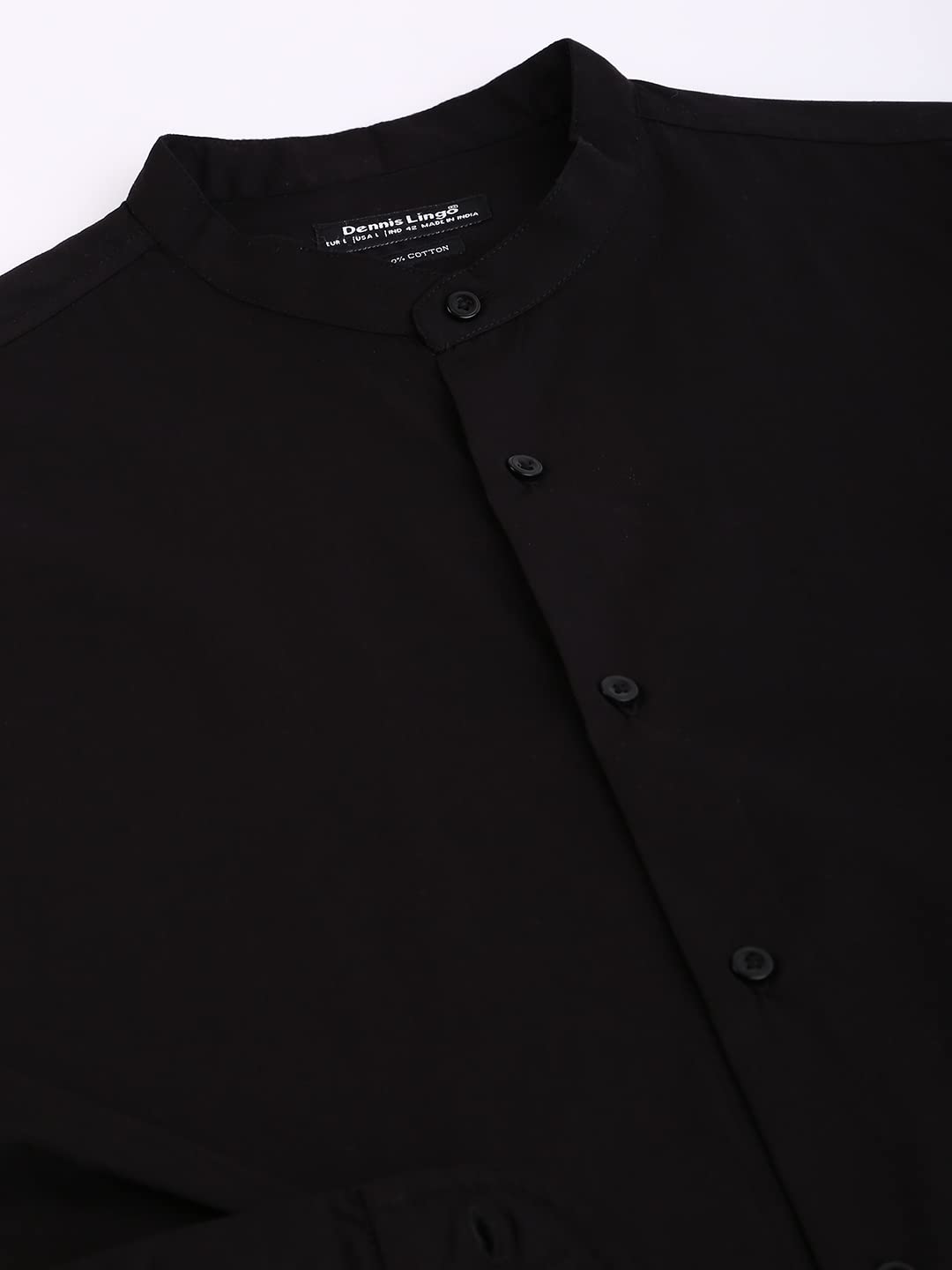 Dennis Lingo MenS Solid Casual Full Sleeves Black Cotton Shirt