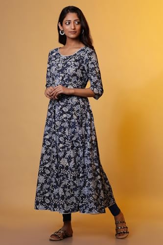 Aurelia Women's Floral Print Rayon Anarkali Kurta