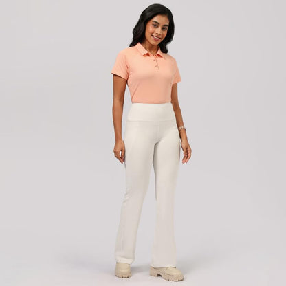 BlissClub Ultimate Flare Pants for Women Upto 54 ft | Ribbed Waistband, 4 Pockets | High Waist Trousers and Formal Pants for Of