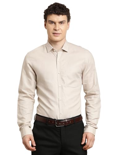 Turtle Men Slim Fit Solid Cotton Linen Grey Formal Shirt
