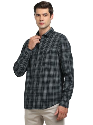 Turtle Men 100% Cotton Indigo Slim Fit Black Casual Shirt