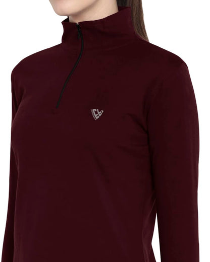 Eyebogler Solid Women High Neck Full Sleeve Regular Fit Top