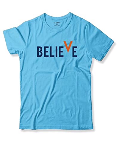 ADRO Men's Believe Design Printed T-Shirt (L, Mint)