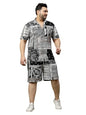 Rigo Printed Co-Ord Set For MenS | Casual Plus Size Shirt & Shorts Night Suit Set | Lounge-Wear Nightdress Pajama Set For MenS