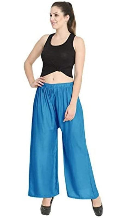 Fashion Gallery WomenS Rayon Relaxed Fit Palazzo Pants With Full Length Pull On Closure And Elasticated Flexible Waist|Palazzo