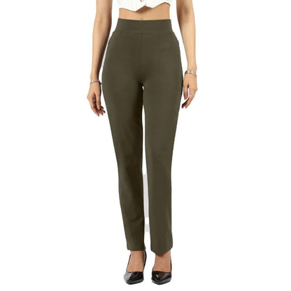 BlissClub Women AM PM Cotton Straight Pants - Regular | Wide Waistband | High Rise | Drawstring | 2 Pockets