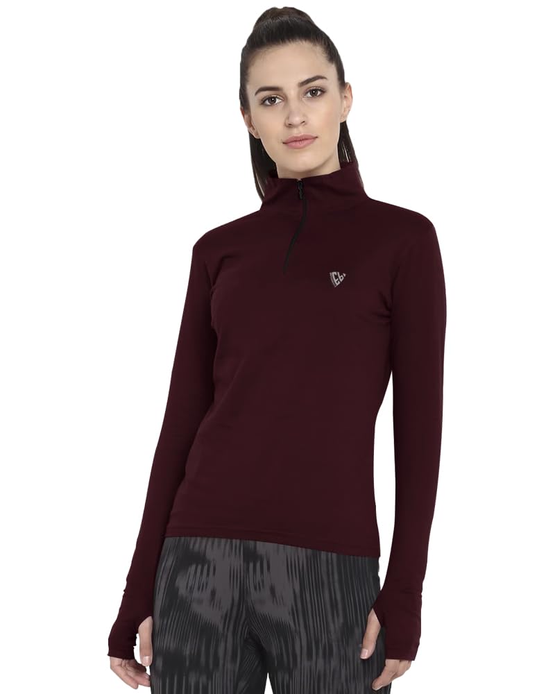 Eyebogler Solid Women High Neck Full Sleeve Regular Fit Top