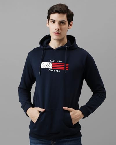 ADRO Printed Hoodie for Men, Cotton Sweatshirt, Small, Sky Blue, Model H24-FLAG-SK