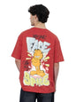 The Souled Store Looney Tunes: Garfield Face Outta My Space Men and Boys Short Sleeves Round Neck Red Graphic Printed Cotton Ove