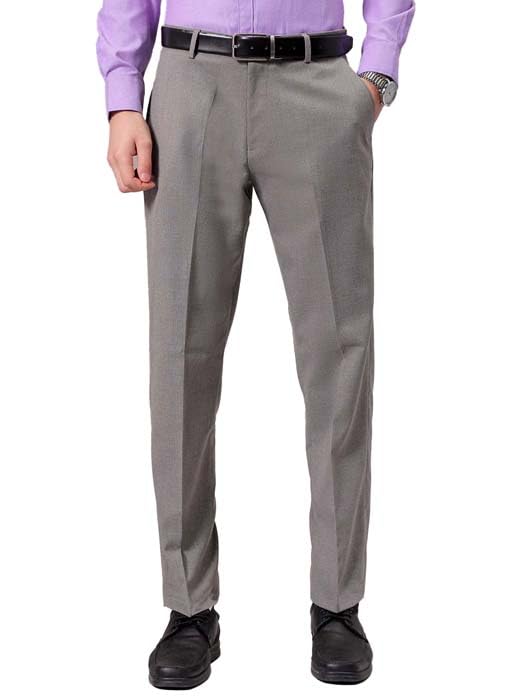 The Indian Garage Co Men Regular Fit Self Design Mid-Rise Stretchable Formal Trousers Beige
