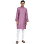 Fabindia Men Viscose Silk Woven Slim Fit Long Kurta Purple_M