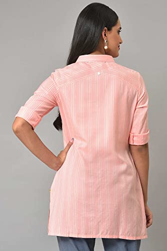 Aurelia WomenS Stripes Printed Straight Kurti | Band Collar Kurti For Women | Stripes Printed Kurti For Women | Beautiful Regula