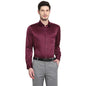 Turtle Men Poly Satin Maroon Solid Regular Fit Full Sleeve Ceremonial Shirt
