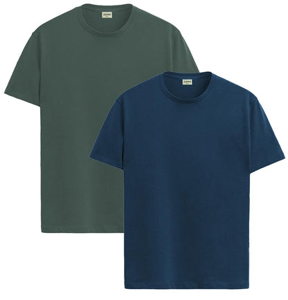 ADRO Mens T Shirts | Solid Tshirts for Men | Pure Cotton Lycra Fabric | 4 Way Stretch Smart tech Tshirt | Pack of 2 Round Neck T