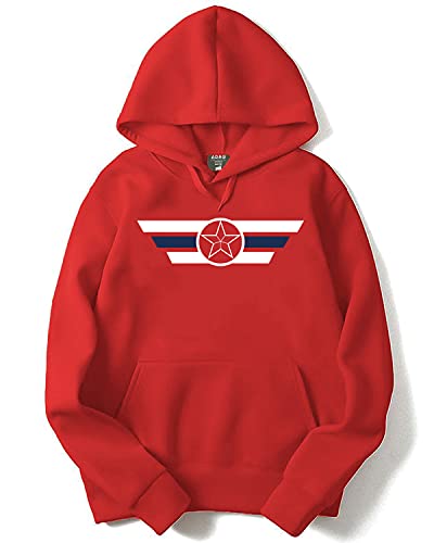 ADRO Men's Cotton Neck Hooded Sweatshirt (H21-M-CAP-RD_Red_S)