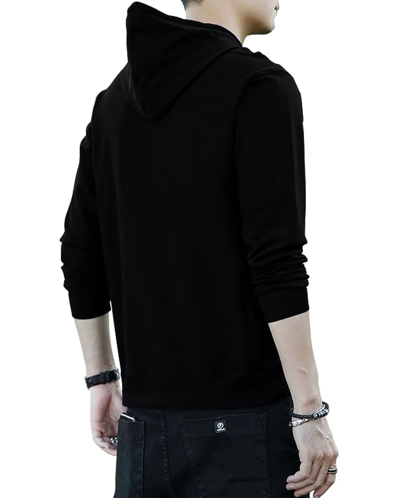 Noble Monk Men Stylish Colorblock T-Shirt | Full Sleeve | Hooded Neck | Casual Tshirt For Men Black