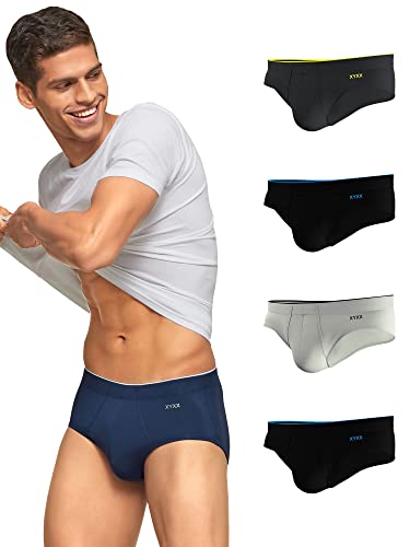Xyxx MenS Underwear Uno Intellisoft Antimicrobial Micro Modal Brief Pack Of 5 (Dress Blue ; Coral Grey ; Black ; Heather Grey ;