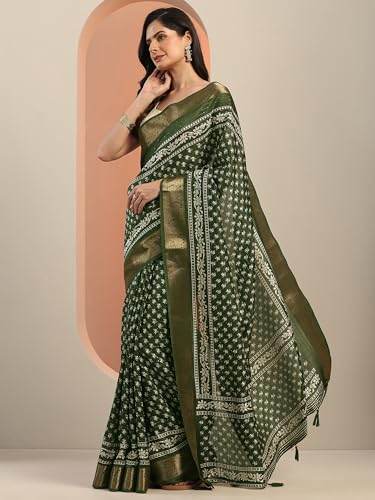 Libas Womens Woven Design Silk Blend Saree With Blouse Piece
