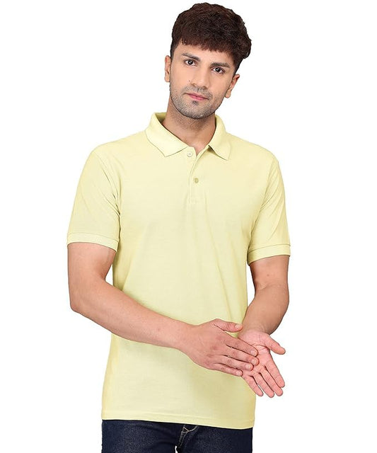 Baghadbillo MenS Regular Fit Solid Polo Half Sleeve T-Shirt Lemon