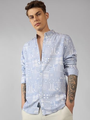 Dennis Lingo MenS| Blue| Full Sleeve| Spread Collar| Printed| Relaxed Fit| Casual Shirt