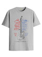 ADRO Guitar Design Printed T-Shirt for Men - 100% Cotton, Regular Fit, Soft Breathable Fabric | RN23-M-GTR-GR-XL Grey
