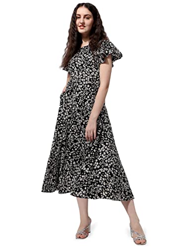 OOMPH! Womens Western & Fusion wear Midi Dresses for Women, Beach, Black - md515