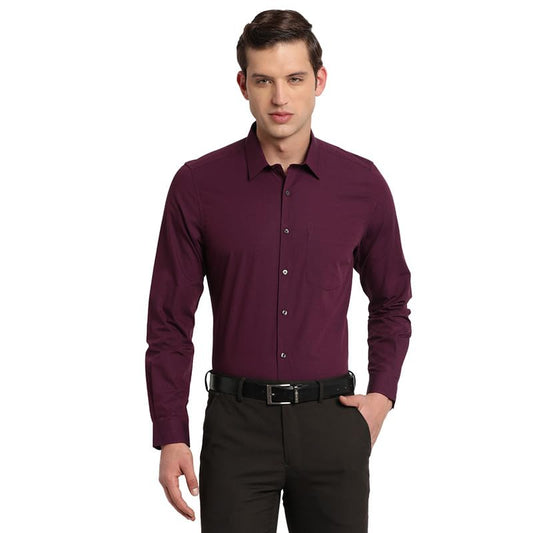Turtle Men 100% Cotton Purple Solid Regular Fit Formal Shirt