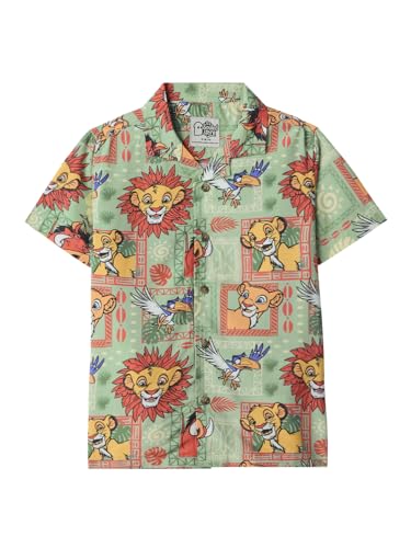 The Souled Store The Lion King: Simba Boys Short Sleeves Collared Neck Button Front Green All Over Printed Viscose Shirts (2-8 Y
