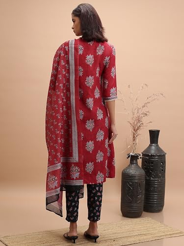Ketch WomenS Polyester Kurta Set (Khk3001096_Green/Pink