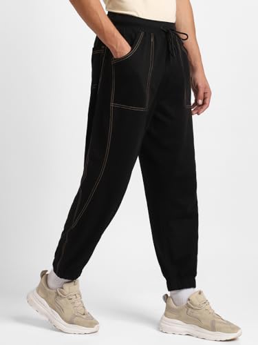 Nobero Owens Joggers MenS Solid Black Color Slim Fit Night Sleep Lounge Running Joggers Lower Wear Sweat Bottoms Track Pants Ou