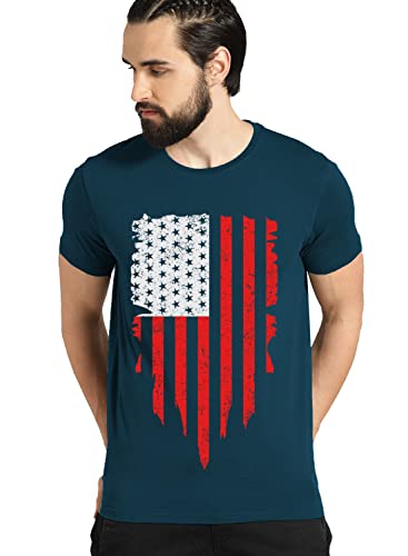 ADRO Men's USA Printed Cotton T-Shirt (RN22-2-USS-SB_Teal_XL)