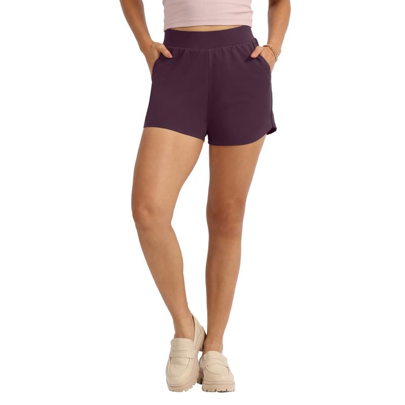 BlissClub Groove-in Cotton Shorts | Cotton Shorts | Side Pockets | Stretchy |Curved Hem