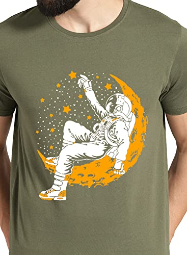 ADRO Astronaut Graphic Design Mens Printed T-Shirts (RNR-M-Moon)