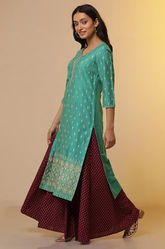 Aurelia Women? Ikkat Printed Straight Kurta | V-Neck Kurta for Women | Ikkat Printed Kurta for Women | Beautiful Regular Fit Kurta for Women