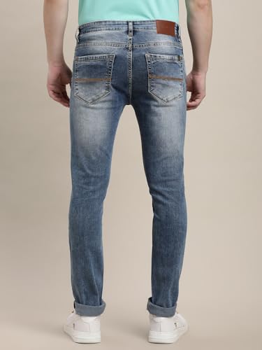 Turtle Men Cotton Stretch Narrow Fit Flat Front Light Blue Jeans