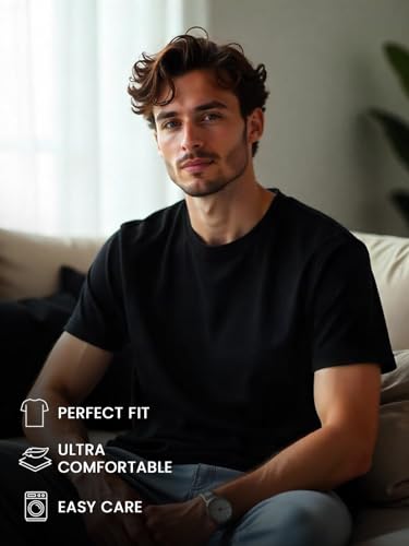 Nobero MenS Solid Oversized Fit T-Shirt (1M-Twrt-R0002_Black/White