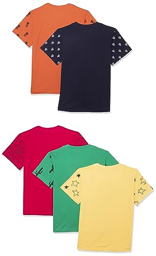 T2F Boy Cotton Printed Regular Fit T-Shirt (Pack of 5),Multicolour,13-14 Years