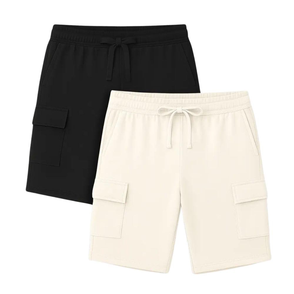 Nobero MenS Bermuda Shorts (1M-Bwsh-R0082_Arctic Wolf/Black