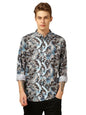 Dennis Lingo Men Regular Fit Cotton Full Sleeves Ethinc Print Casual Shirts Blue