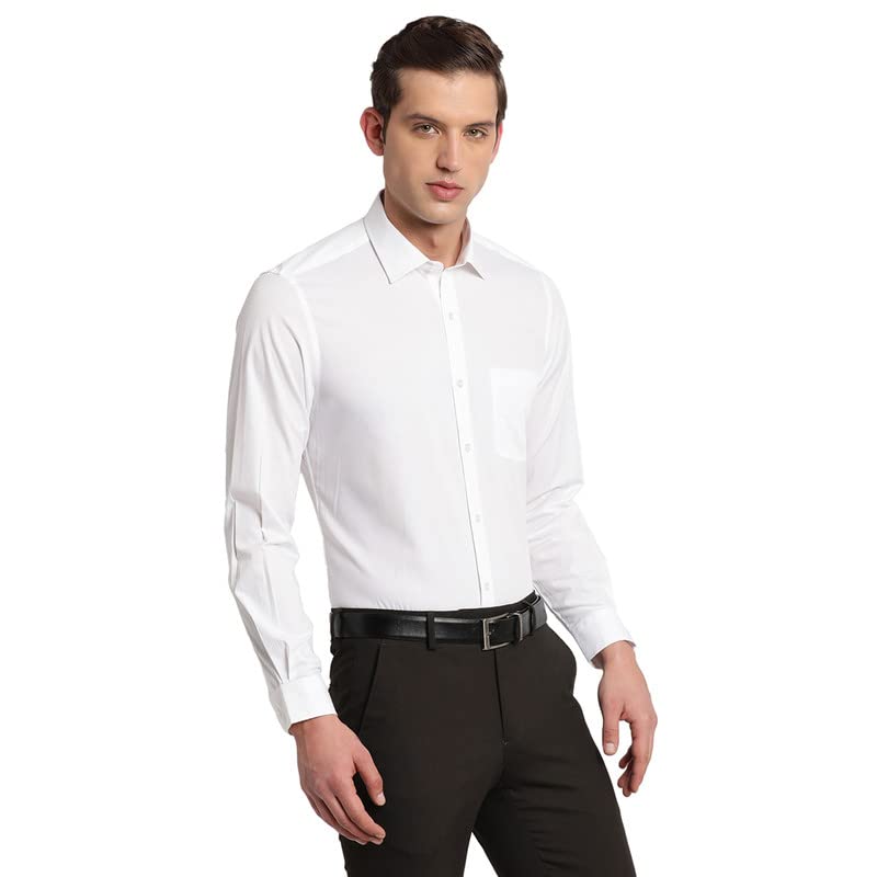 Turtle Men 100% Cotton White Plain Slim Fit Full Sleeve Formal Shirt
