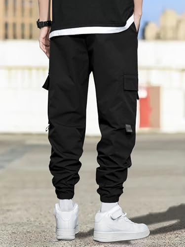 Shasmi Black MenS Casual Joggers With Elastic Waist, Multi-Pocket Design, Boys Casual Cargo Joggers Men Track Pant For Men Ll