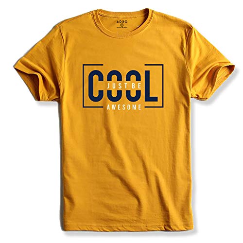 ADRO Just Be Cool Design Printed T-Shirts for Men & Women (RNR-S35-JBA-MU_Mustard_XL)