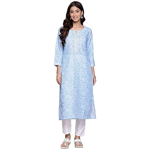 anubhutee Women's Cotton Printed Mustard Straight Kurta