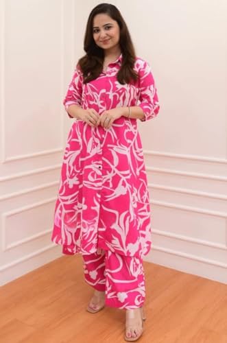 Greciilooks Rayon Regular Fit Formal Travel Floral Printed Ethnic Co-Ord Kurta Set For Women (Available In 2Xl And 3Xl) (Gl-W181