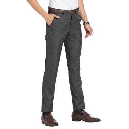 Turtle Men Pv Grey Solids Slim Fit Formal Trouser
